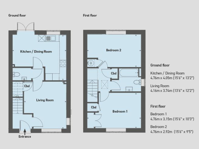 Floor plan, 2 bedroom house  - artist's impression subject to change